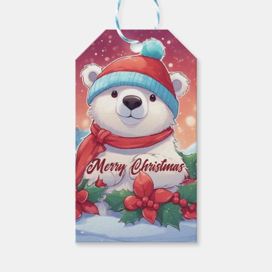 メリークリスマス白熊 ギフトタグ (正面)