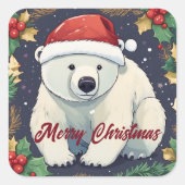 メリークリスマス白熊 スクエアシール (正面)
