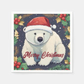 メリークリスマス白熊 スタンダードカクテルナプキン (正面)