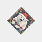 メリークリスマス白熊 スタンダードカクテルナプキン (角)