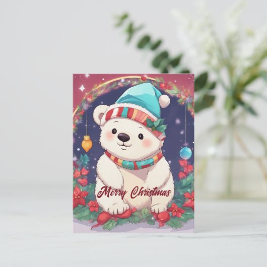 メリークリスマス白熊 ポストカード (スタンド正面)