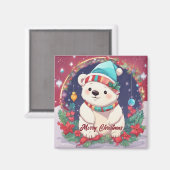 メリークリスマス白熊 マグネット (正面/裏面)