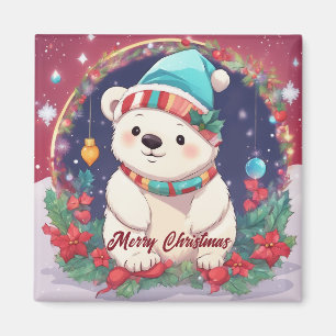 メリークリスマス白熊 マグネット