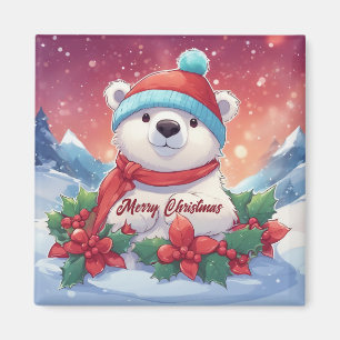 メリークリスマス白熊 マグネット