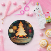 メリークリスマス白熱［赤熱］光を放つツリーパーティープレート&ボウル ペーパープレート (パーティー)