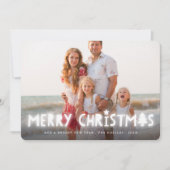 メリークリスマス白白熱［赤熱］光を放つ光の魔法の写真 シーズンカード (正面)