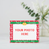 メリークリスマス白雪家写真赤 ポストカード (スタンド正面)
