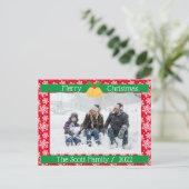 メリークリスマス白雪家写真赤 ポストカード (スタンド正面)