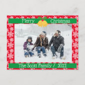 メリークリスマス白雪家写真赤 ポストカード (正面)