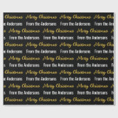 メリークリスマス白黒と金ゴールドスクリプト名 ラッピングペーパー (フラット)