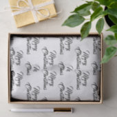 メリークリスマス白黒カスタムのスクリプエレガントト 薄葉紙 (ギフト)