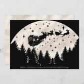 メリークリスマス白黒サンタスレイトナカイ シーズンカード (正面/裏面)