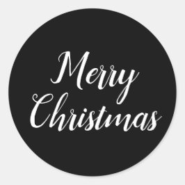 メリークリスマス白黒スクリプトタイポグラフィ ラウンドシール