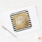 メリークリスマス白黒ストライプズ スクエアシール (封筒)