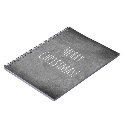 メリークリスマス白黒タイポグラフィシャルボード ノートブック (左側)