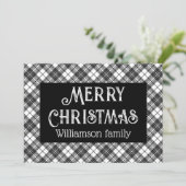 メリークリスマス白黒タータンチェックお名前 シーズンカード (スタンド正面)