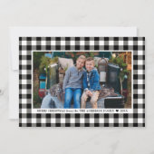 メリークリスマス白黒バッファロープレイド写真 シーズンカード (正面)