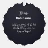 メリークリスマス白黒バッファロープレイド オーナメントカード (裏面)