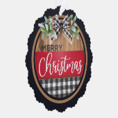 メリークリスマス白黒バッファロープレイド オーナメントカード (右)