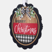 メリークリスマス白黒バッファロープレイド オーナメントカード (左)