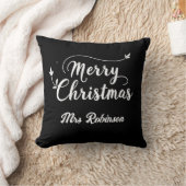 メリークリスマス白黒ミニマルカスタムファミリー クッション (ブランケット)