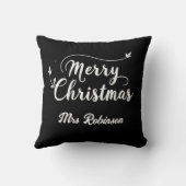 メリークリスマス白黒ミニマルカスタムファミリー クッション (裏面)
