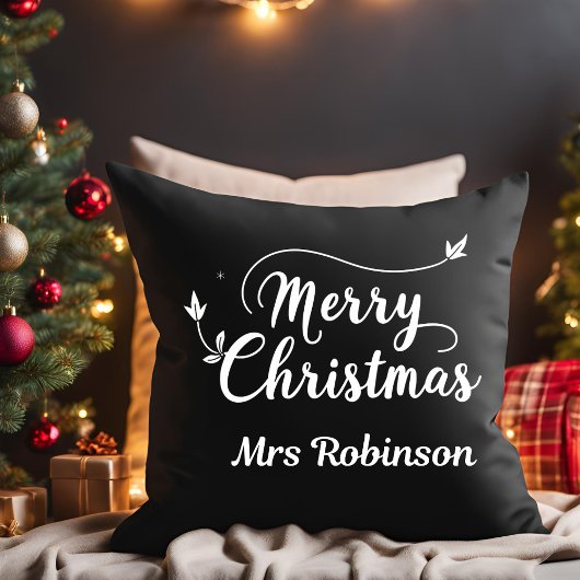 メリークリスマス白黒ミニマルカスタムファミリー クッション