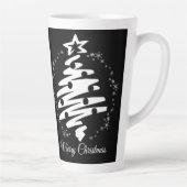 メリークリスマス白黒モダンホリデー カフェラテマグ (右)