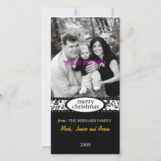 メリークリスマス白黒リボン シーズンカード (正面)