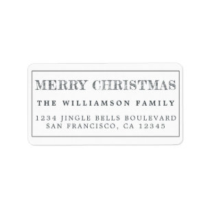 メリークリスマス白黒差出人住所 ラベル