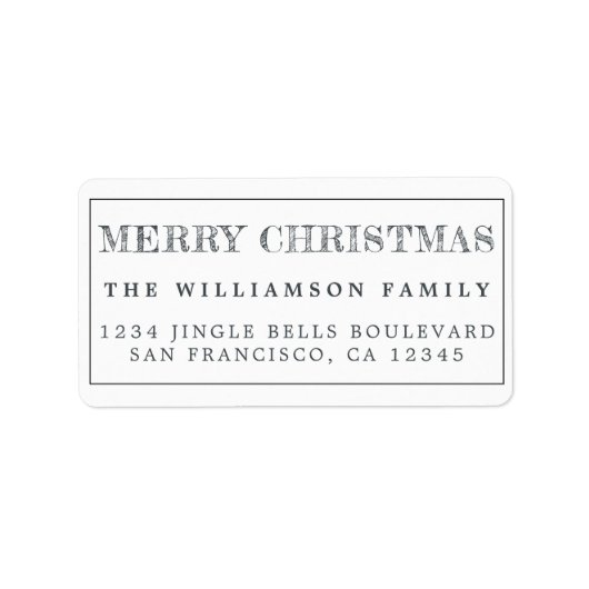 メリークリスマス白黒差出人住所 ラベル (正面)