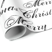 メリークリスマス白黒書道エレガント ラッピングペーパー (ロールコーナー)