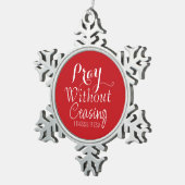 メリークリスマス祈りの言葉バイブル聖句レッドオーナメント スノーフレークピューターオーナメント (右)