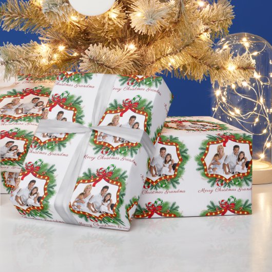 メリークリスマス祖母カスタムの写真 ラッピングペーパー (クリスマス)