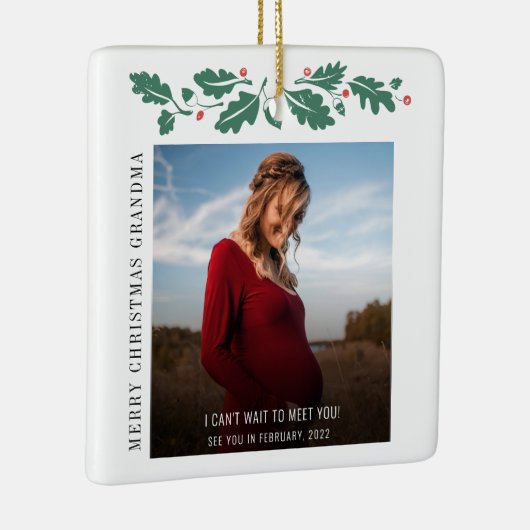 メリークリスマス祖母ベビー発表 セラミックオーナメント (右)