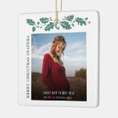 メリークリスマス祖母ベビー発表 セラミックオーナメント (左)