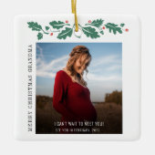 メリークリスマス祖母ベビー発表 セラミックオーナメント (正面)