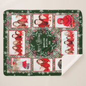 メリークリスマス祖父の家族の写真コラージュ シェルパブランケット (正面(横))