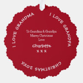メリークリスマス祖父母の名前とベビー写真 オーナメントカード (裏面)