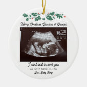 メリークリスマス祖父母の超音波妊娠 セラミックオーナメント (正面)