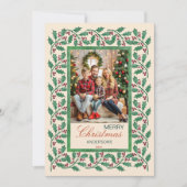 メリークリスマス神聖なベリーの写真フレーム シーズンカード (正面)