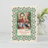 メリークリスマス神聖なベリーの写真フレーム シーズンカード (スタンド正面)