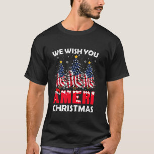メリークリスマス私たちは願うアメリカのクリスマスアメリカンFl Tシャツ