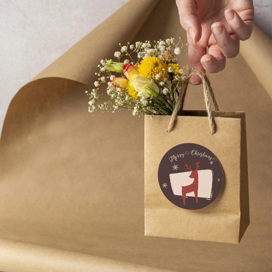 メリークリスマス私の小さな鹿 ラウンドシール