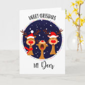 メリークリスマス私の鹿のトナカイのカードの友人の恋人 カード (黄色い花)