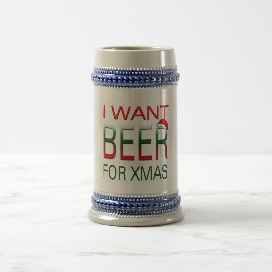 メリークリスマス私はビールのクリスマスマグカップが欲しいデザイン ビールジョッキ (中央)