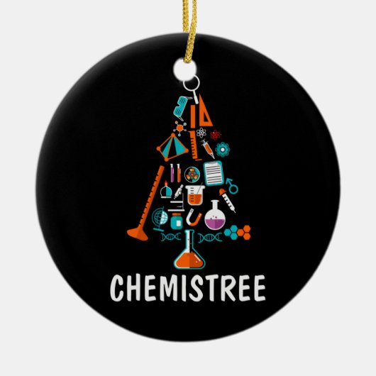 メリークリスマス科学クリスマスツリー セラミックオーナメント (正面)