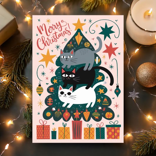 メリークリスマス積み重ね猫 シーズンカード