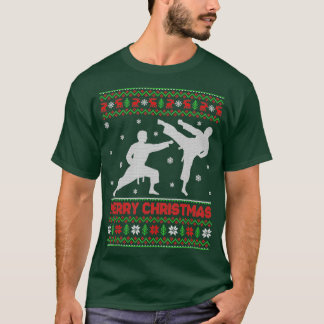 メリークリスマス空手クリスマス醜いサンタ1 Tシャツ