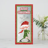 メリークリスマス笑顔小妖精や小人フラットカード (スタンド正面)